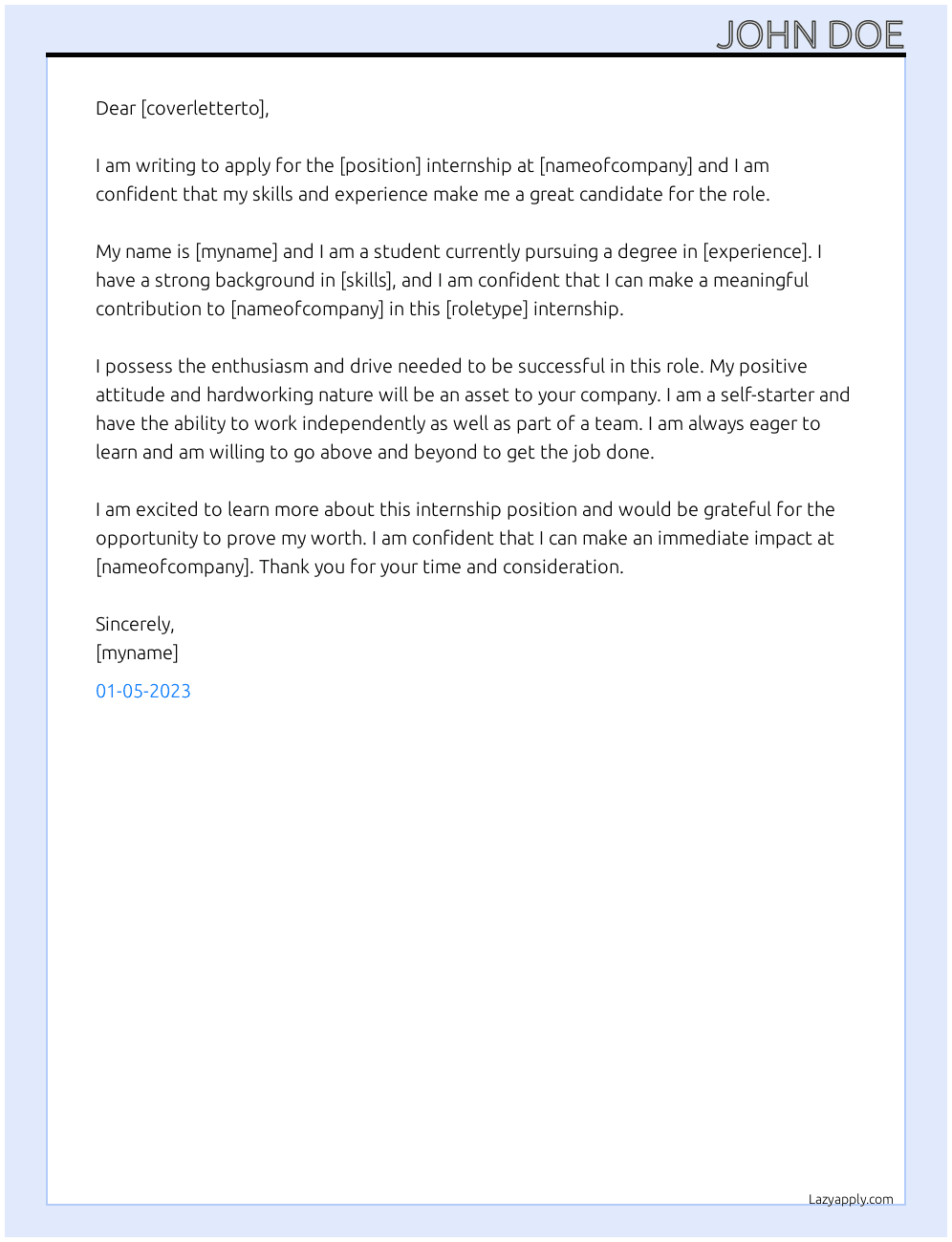 Cover Letter Example 2