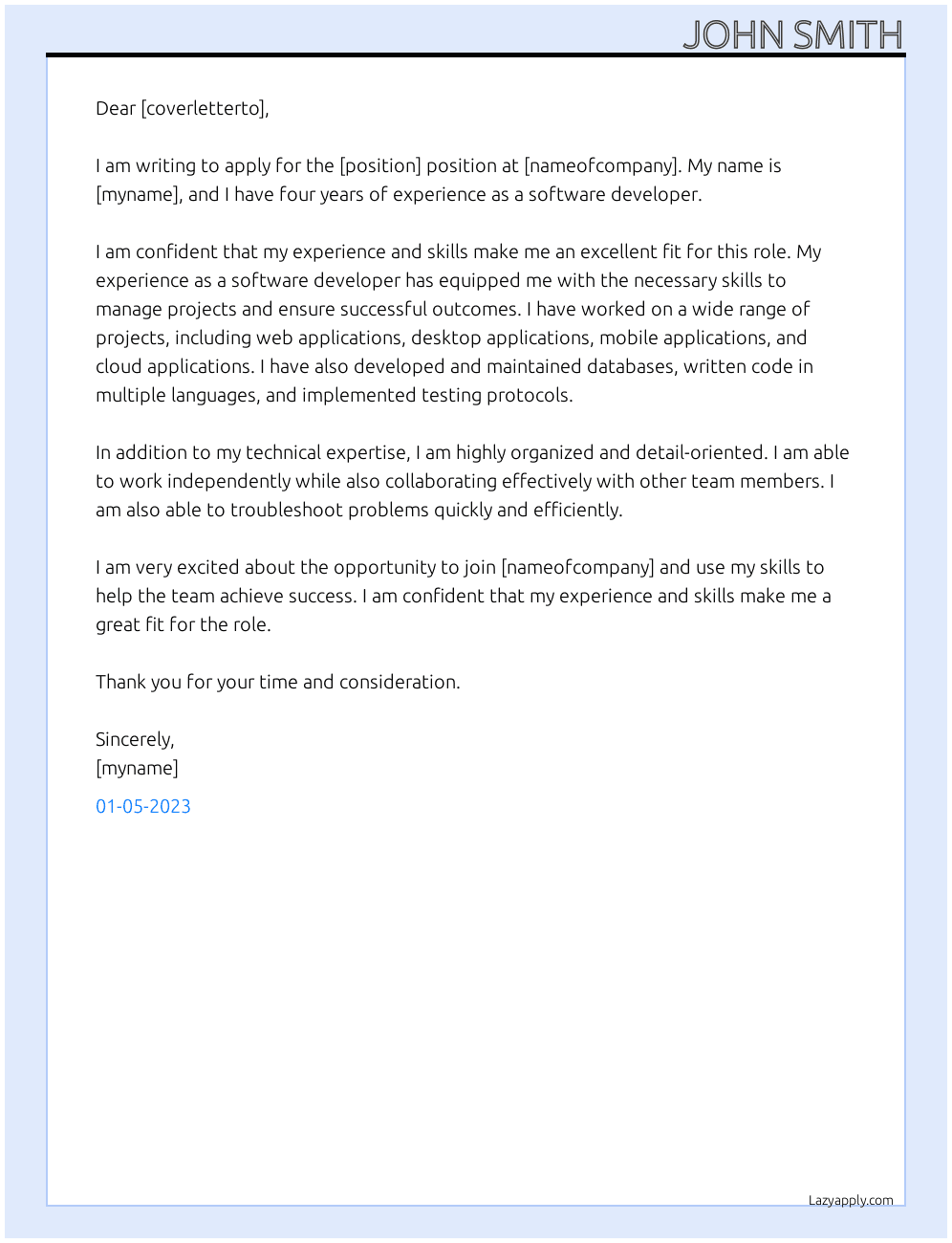 Cover Letter Example 3
