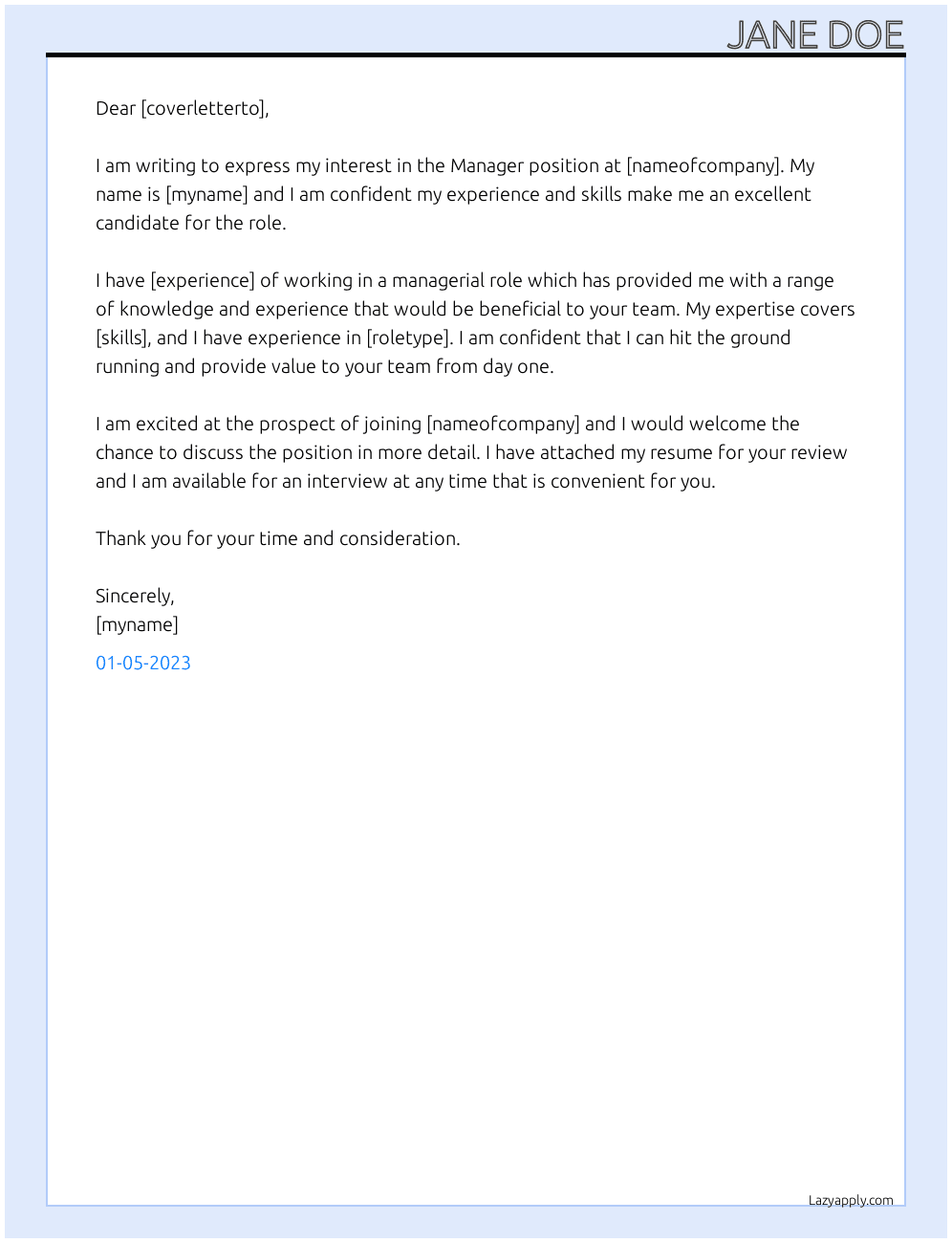 Cover Letter Example 4