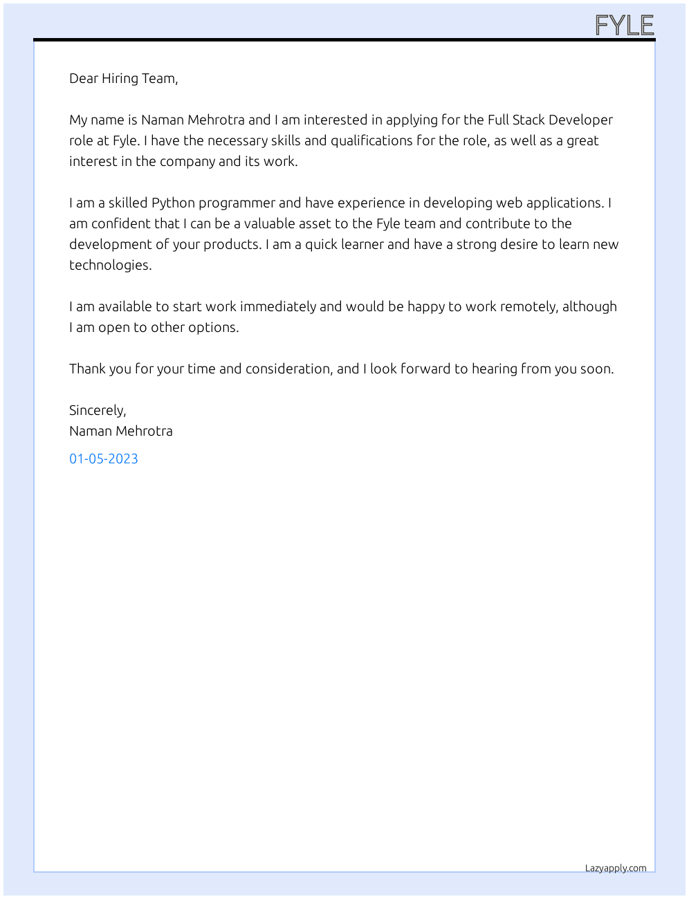 bash Cover Letter