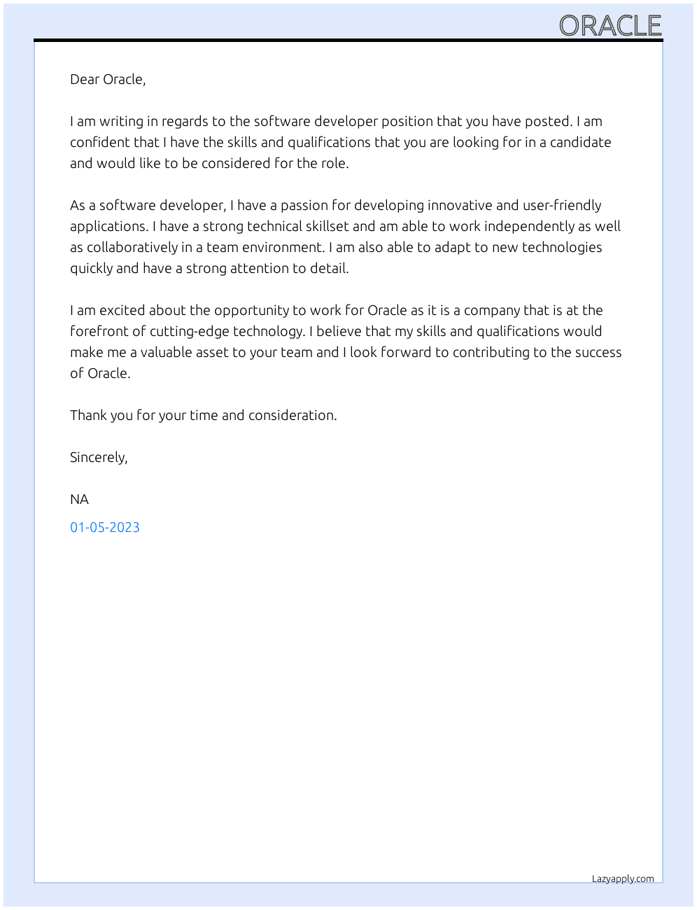 assembla Cover Letter