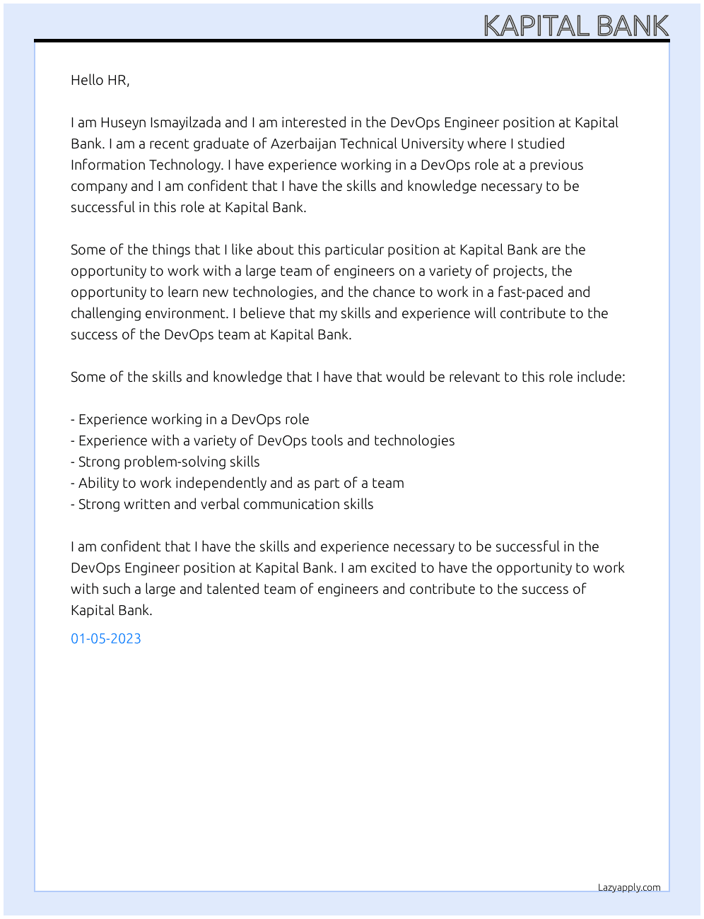 bendix Cover Letter