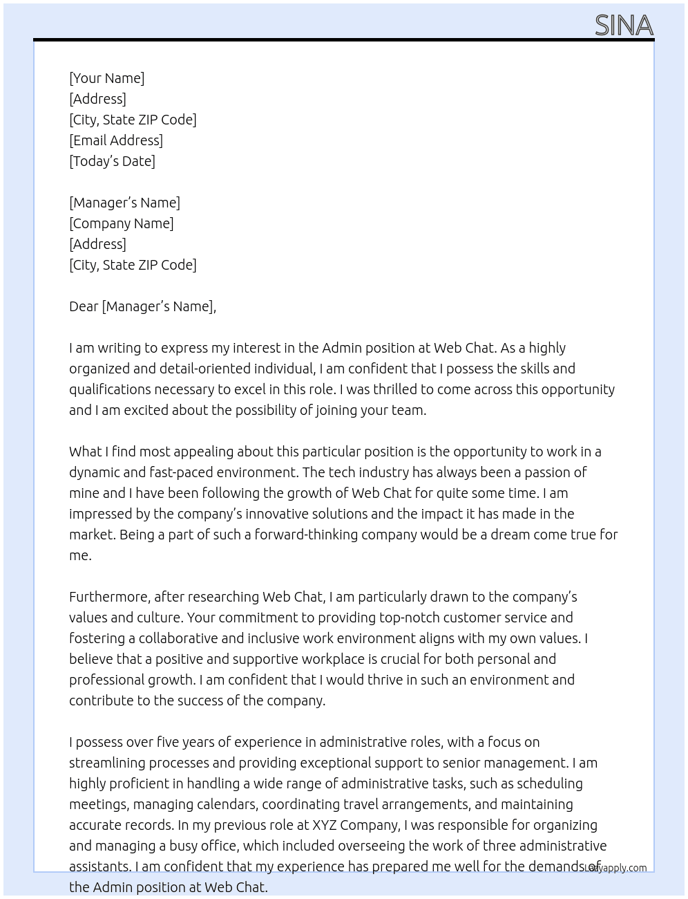 admin At Web Chat Cover Letter