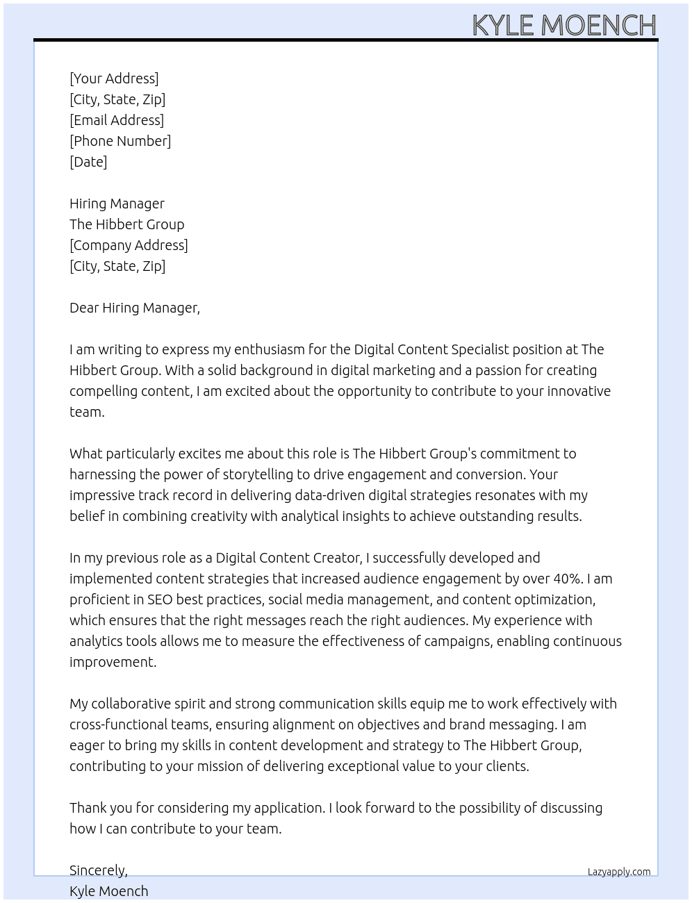 Cover letter for digital content specialists - LazyApply