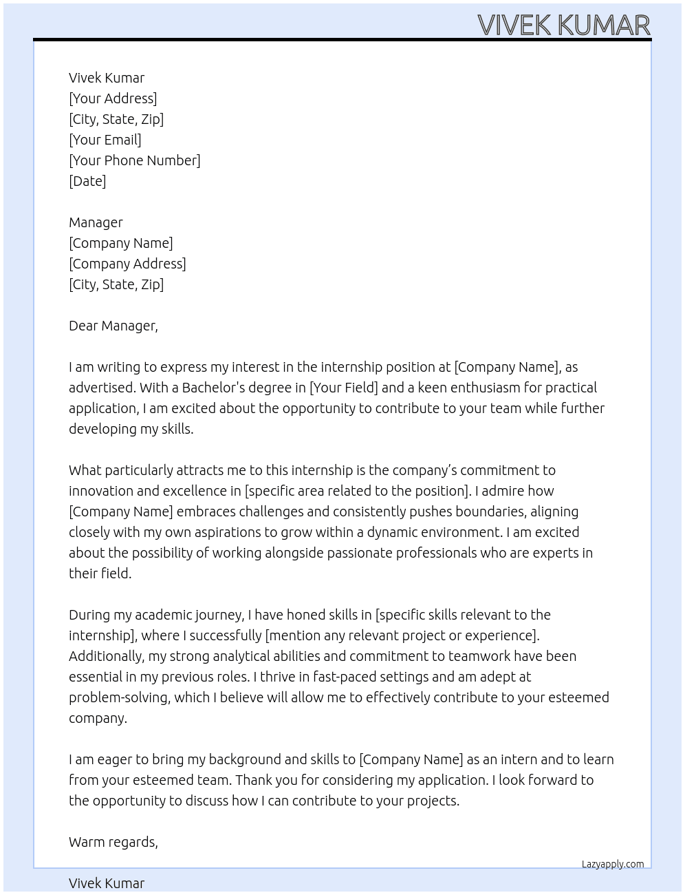 Cover letter for bachelor's degree - LazyApply