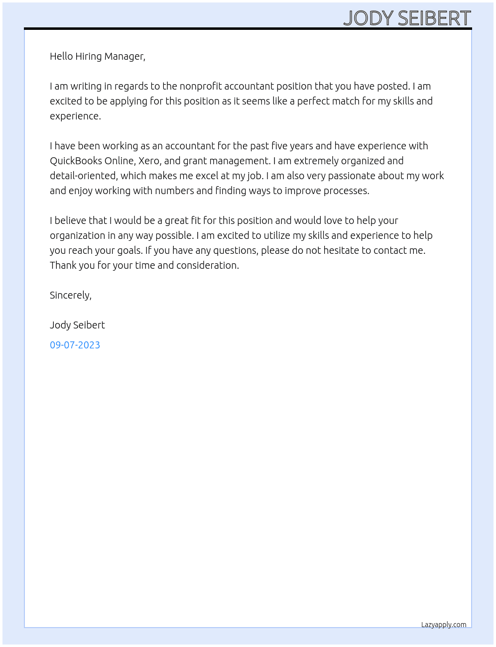 Nonprofit accountant At Your Part-time Controller Cover Letter