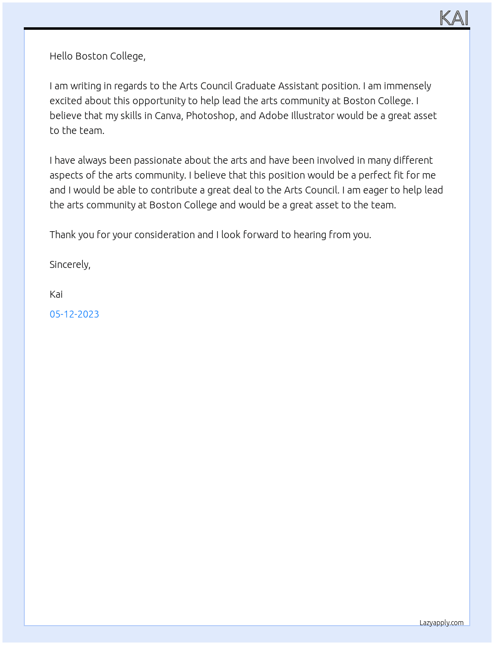 Arts Council Graduate Assistant At Boston College Cover Letter
