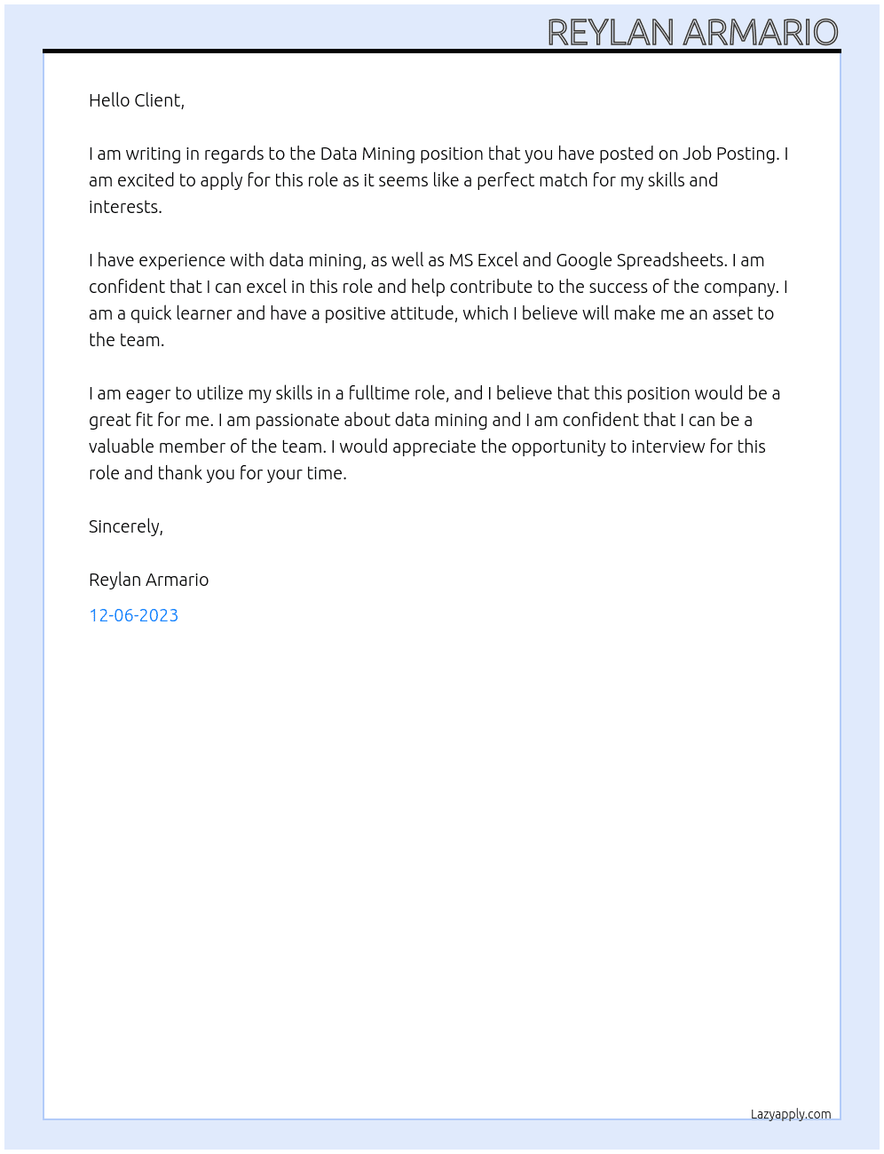 Data mining At Job Posting Cover Letter