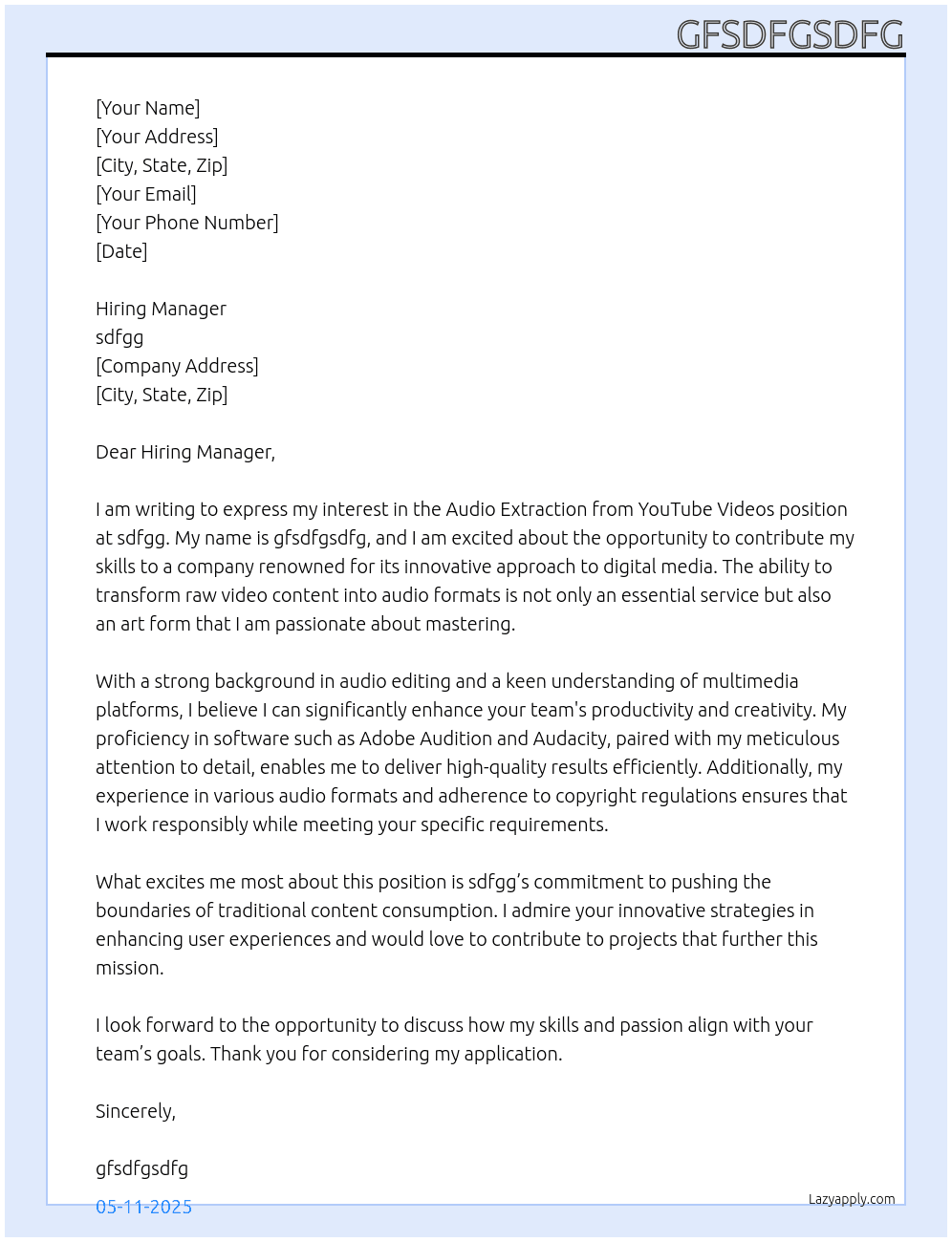 Audio Extraction from YouTube Videos At sdfgg Cover Letter