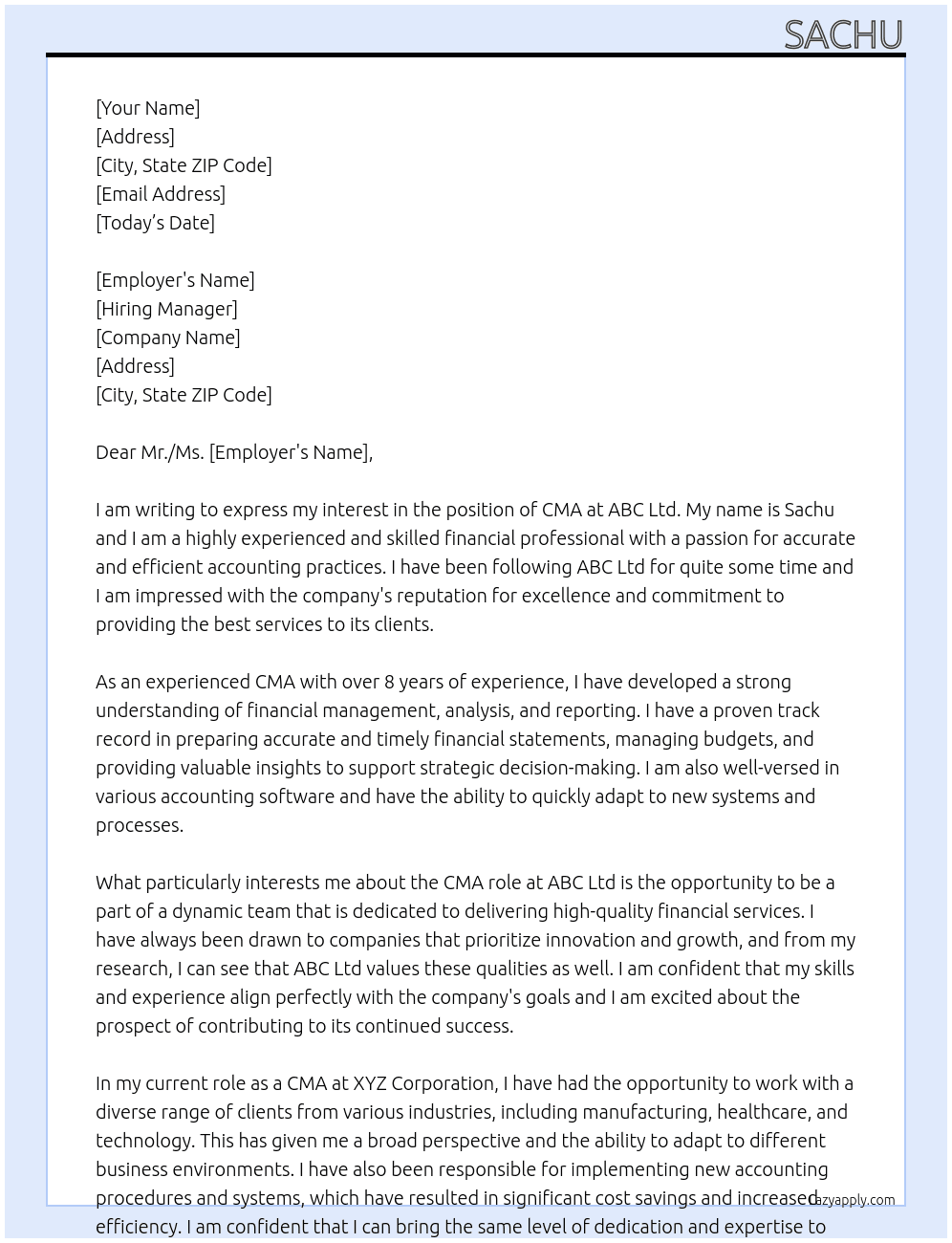 Cma At Abc lmt Cover Letter