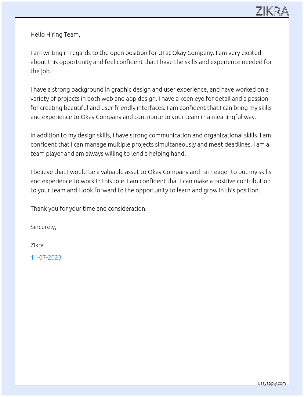 ui At okay Cover Letter