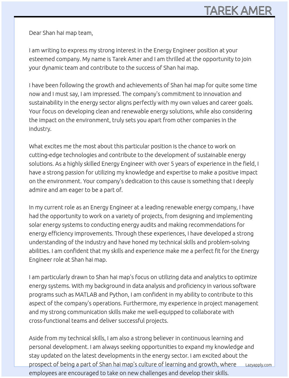 Cover letter for energy engineer - LazyApply