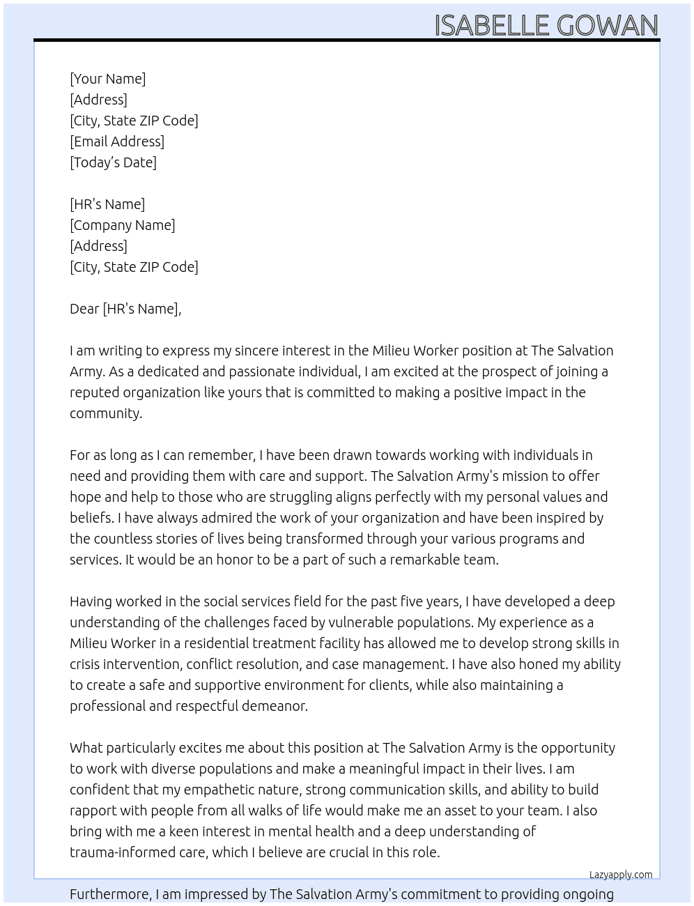 Cover letter for milieu worker - LazyApply