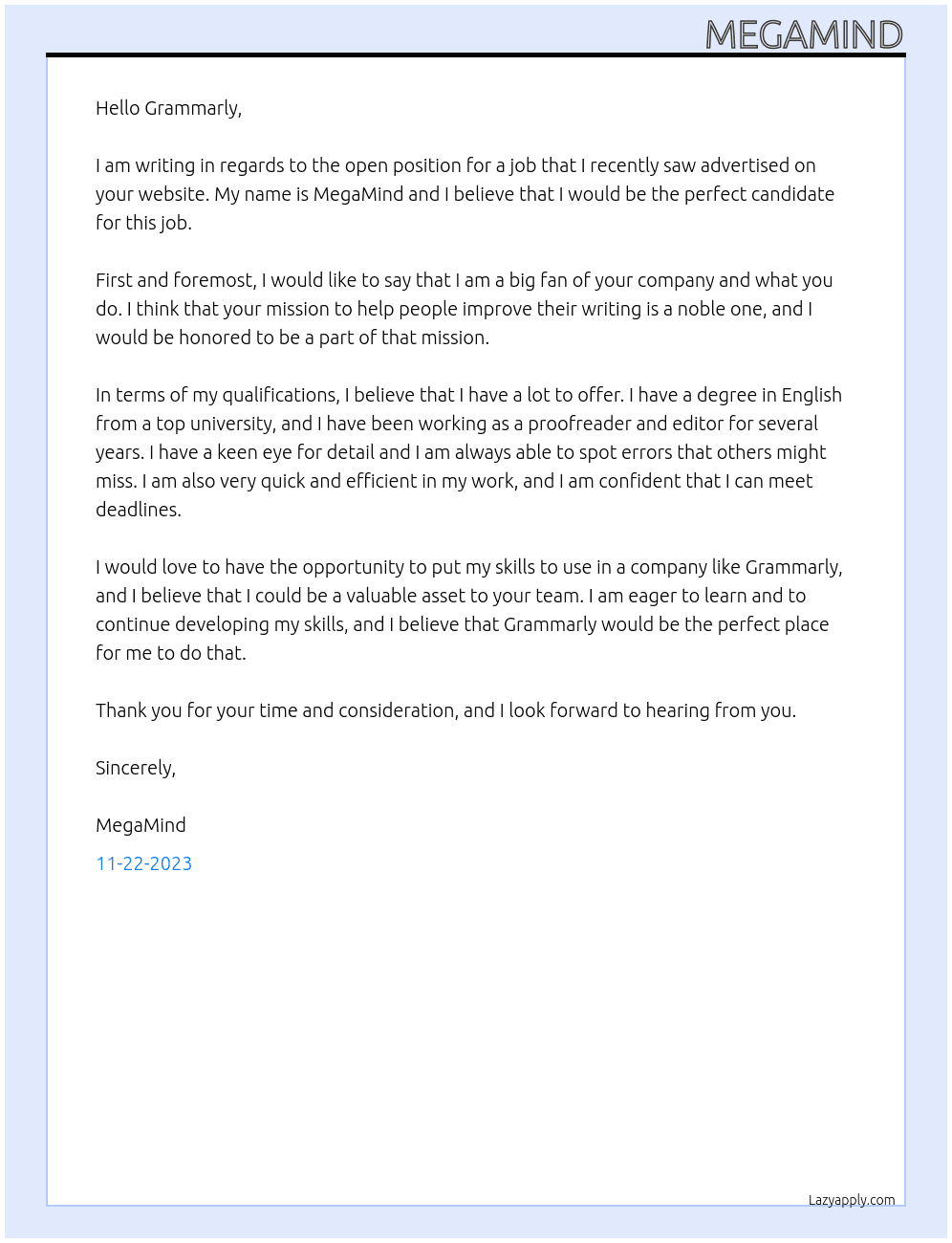 job At Grammarly Cover Letter