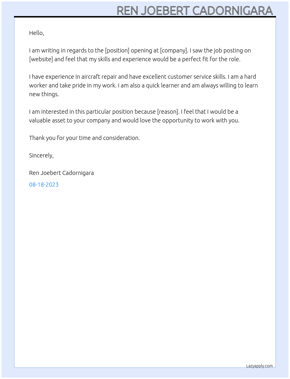 Any At CFSKY Cover Letter