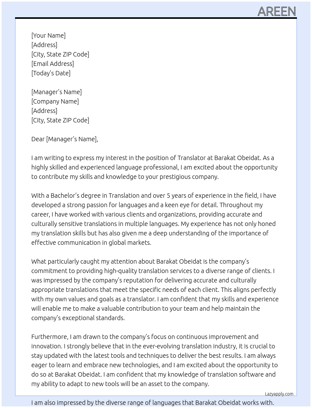 translato At barakat obeidat Cover Letter