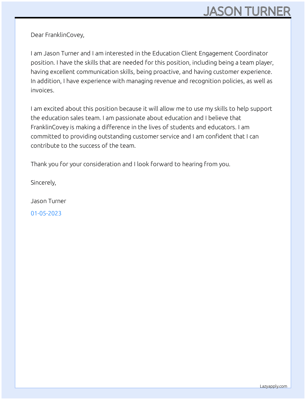 Cover letter for education client engagement coordinator - LazyApply