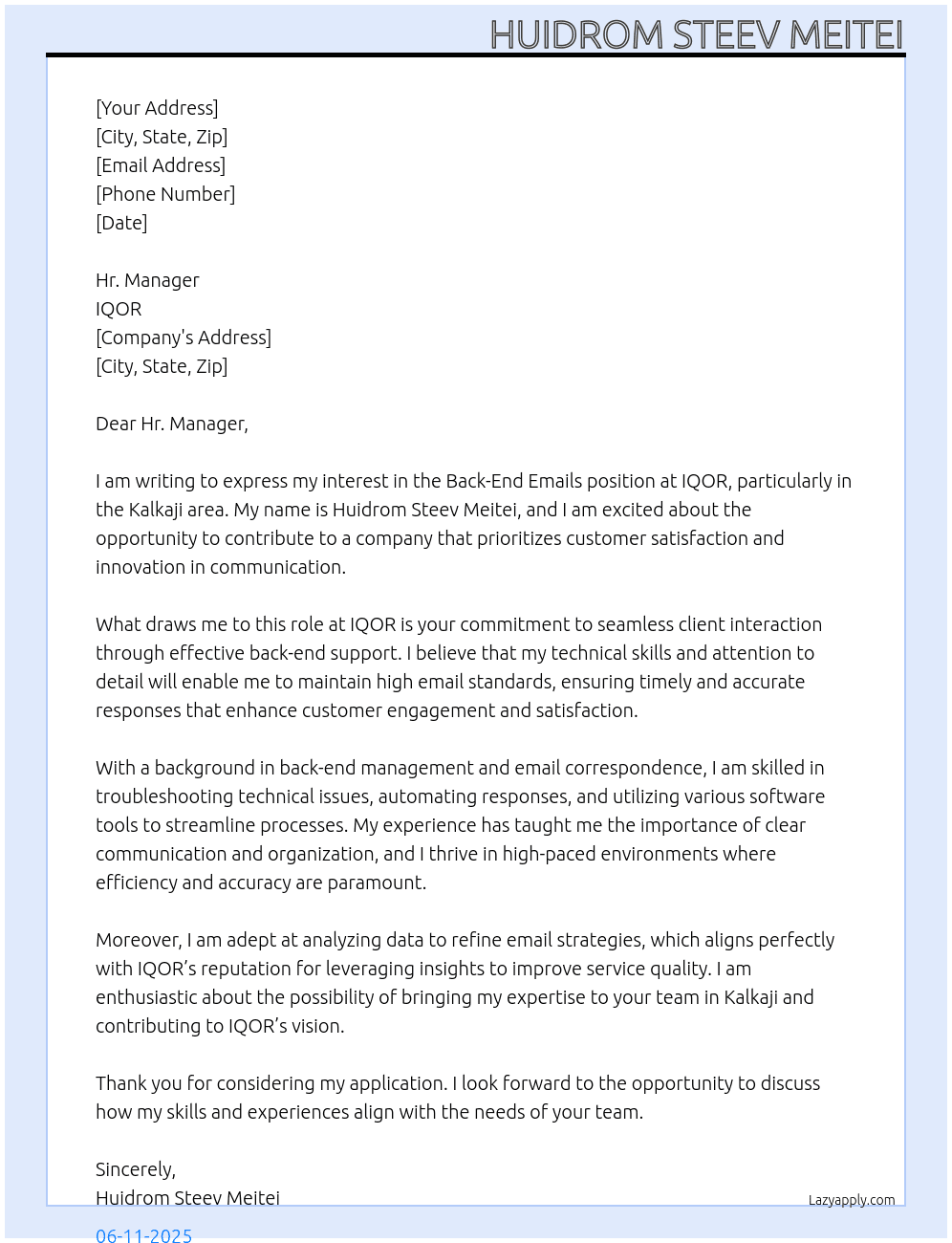 Cover letter for back-end-emails - LazyApply
