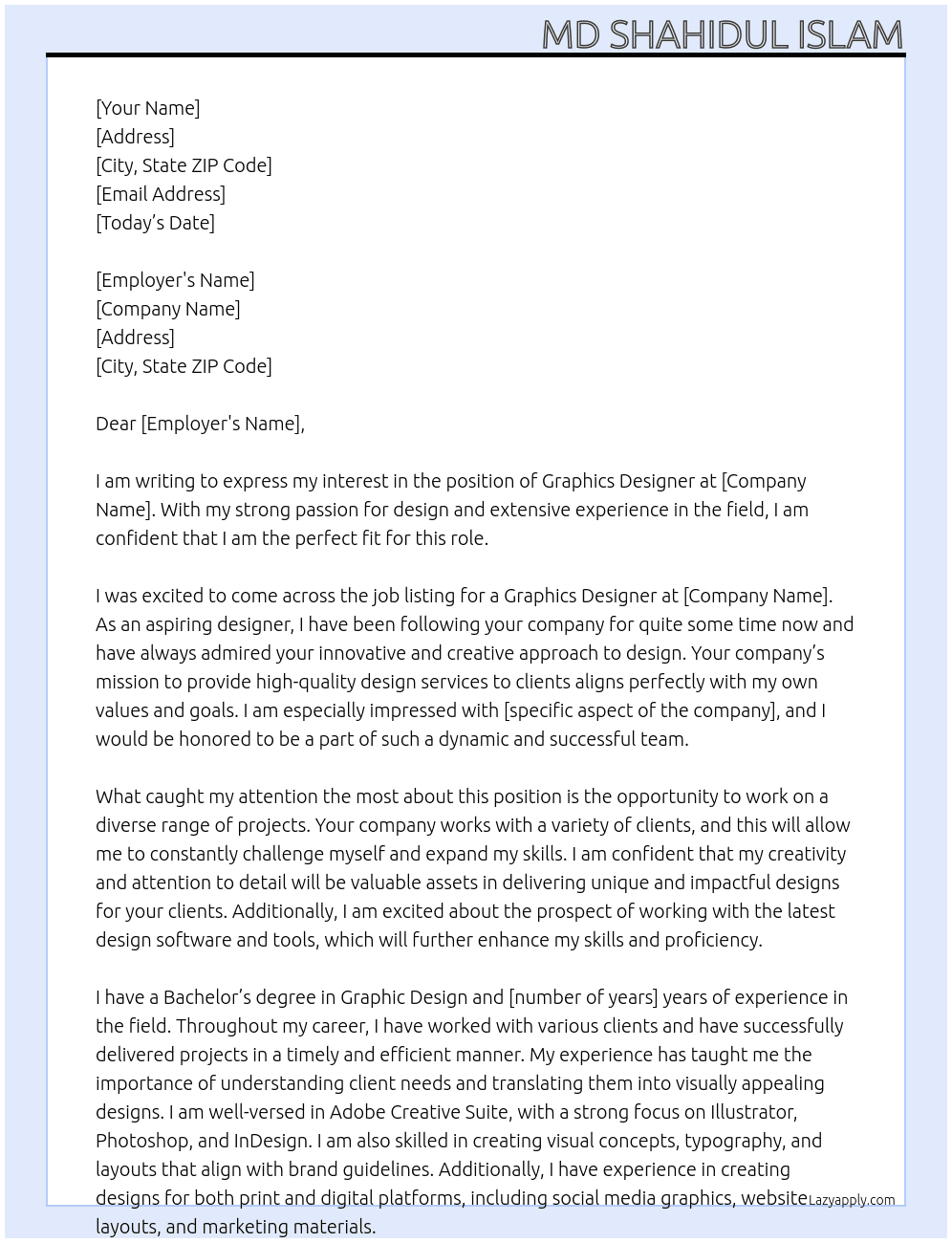 Graphics Designer At add Cover Letter