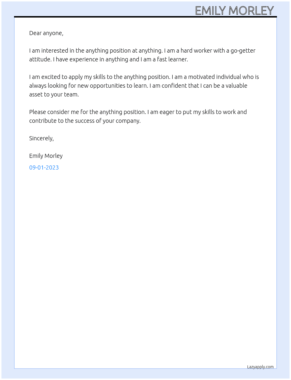 anythingn  At anything  Cover Letter