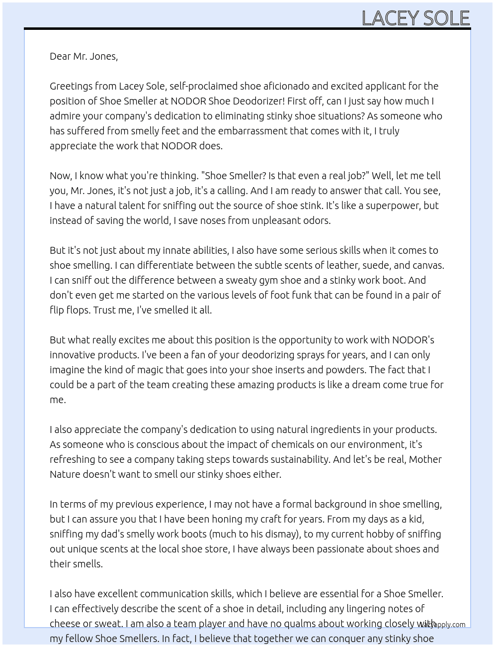 Shoe Smeller At NODOR Shoe Deodorizer  Cover Letter