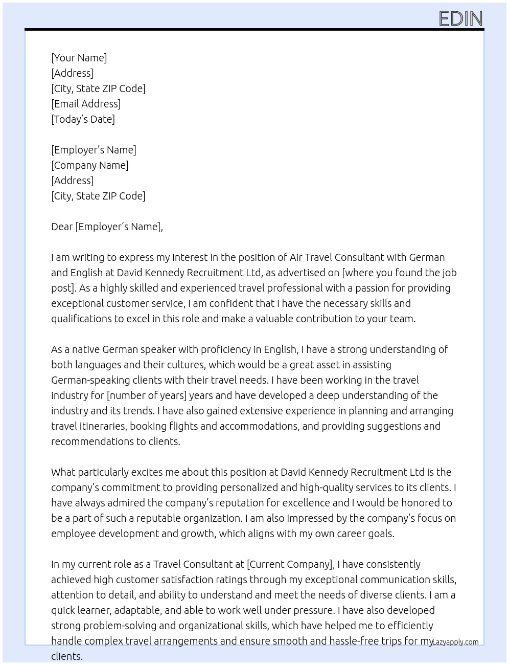David Kennedy Recruitment Ltd At David Kennedy Recruitment Ltd Cover Letter