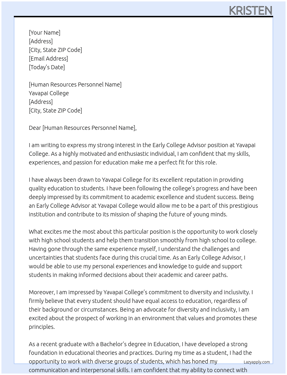 early college advisor At Yavapai College Cover Letter