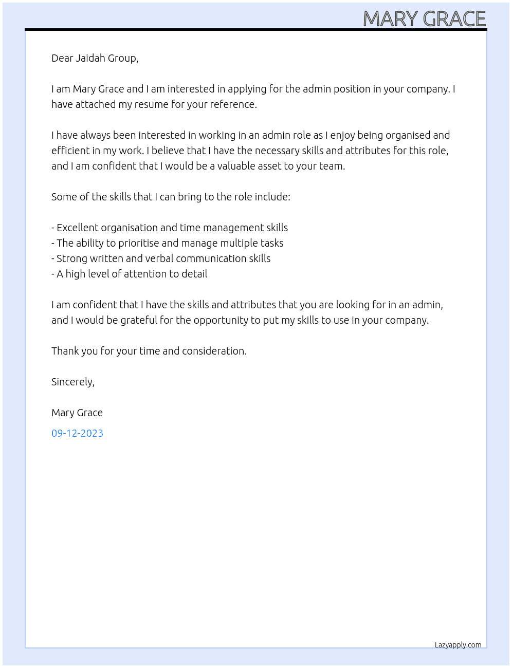 admin At Jaidah group Cover Letter