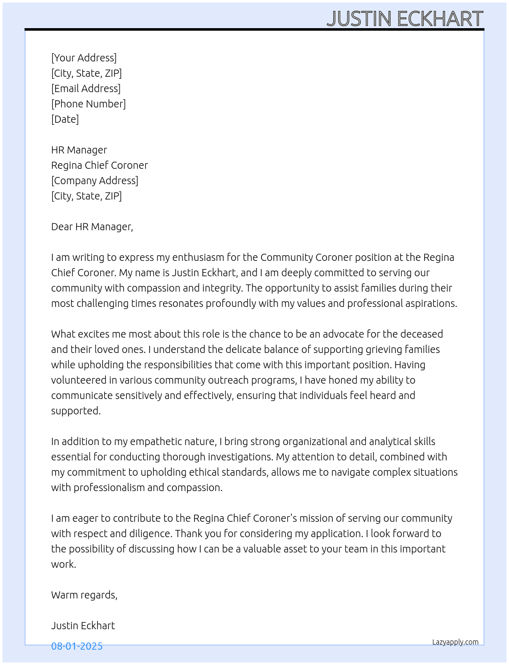Cover letter for community coroner - LazyApply