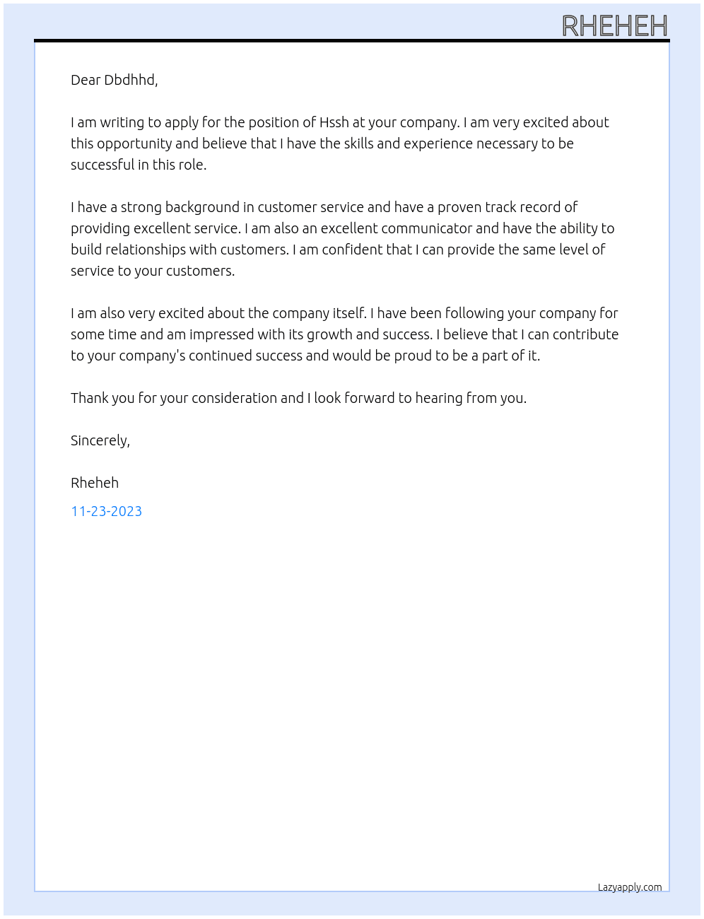 Hssh At Dbdhhd Cover Letter
