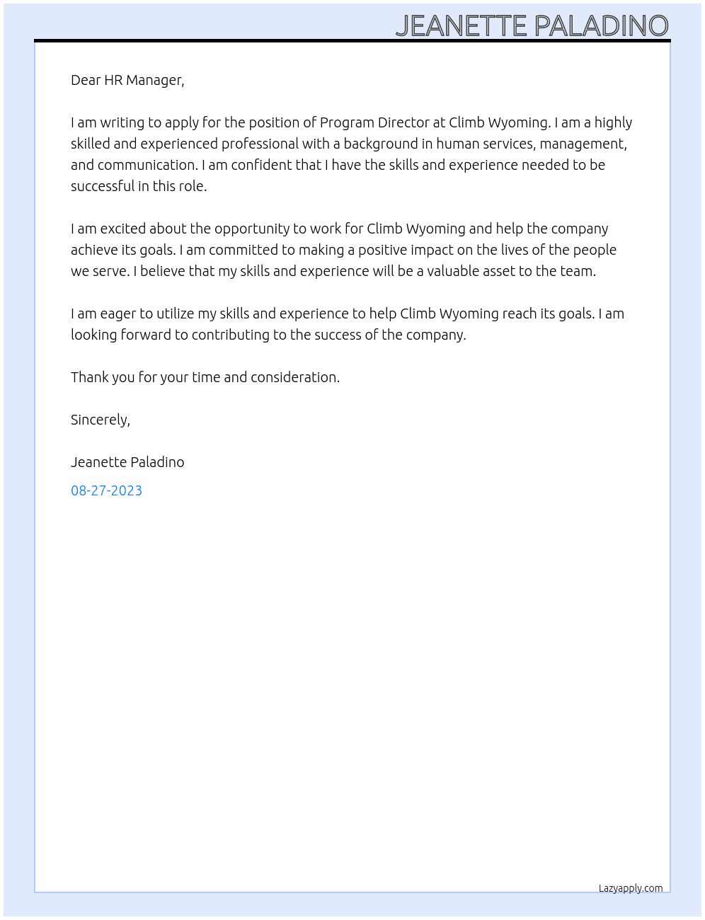 Program Director At Climb Wyoming Cover Letter