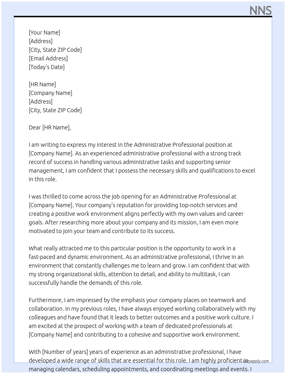 Administrative Professional  At CIA Cover Letter