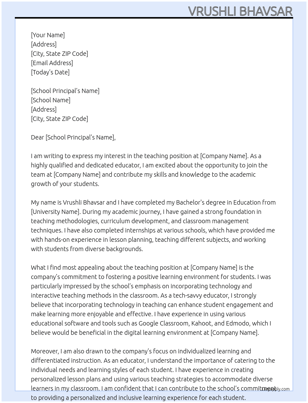 teaching At mad Cover Letter