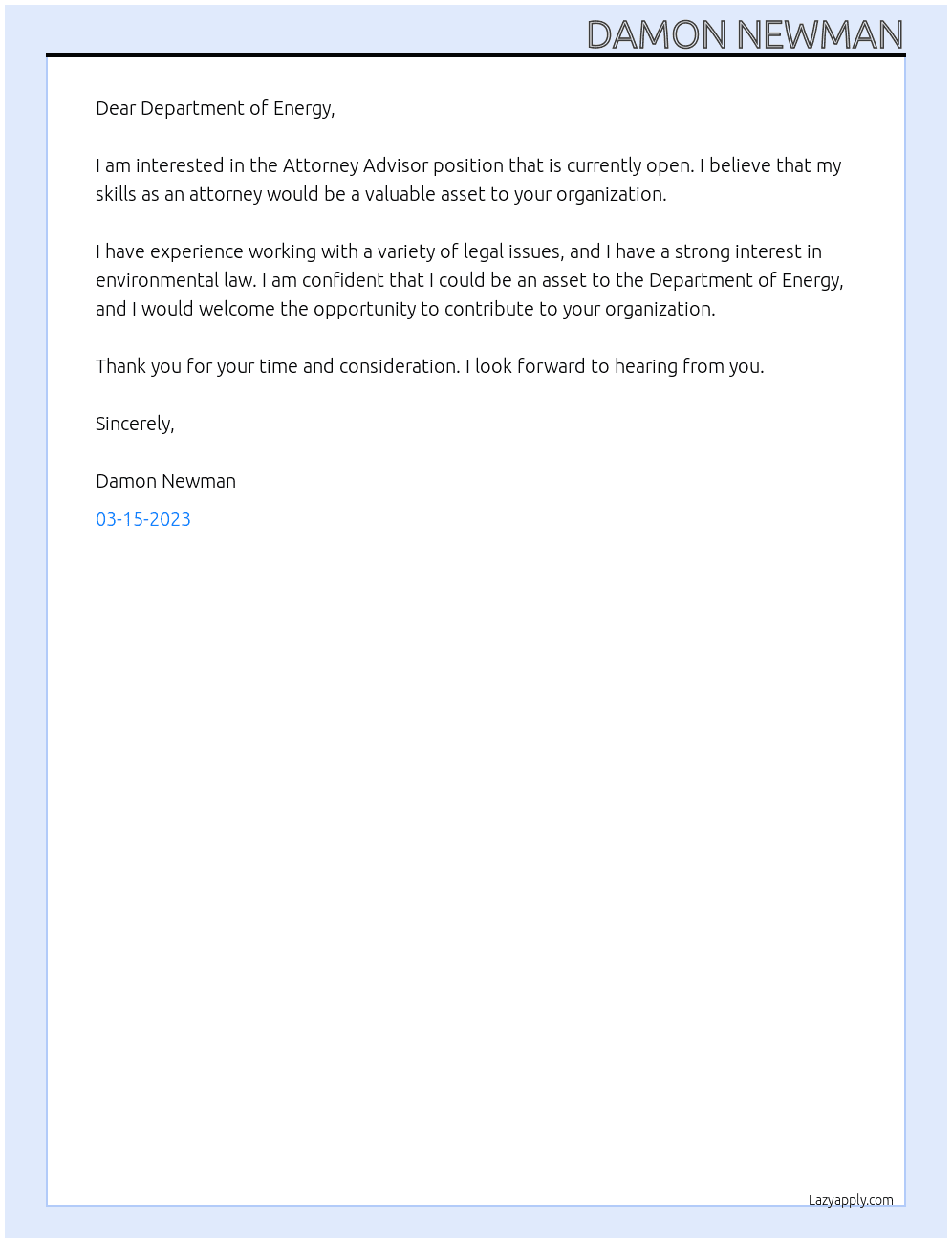Attorney Advisor At US Government Cover Letter