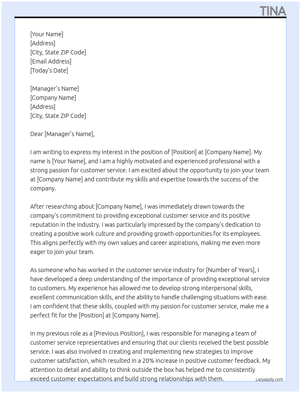 Tina Kearvell At Servicing SA Cover Letter