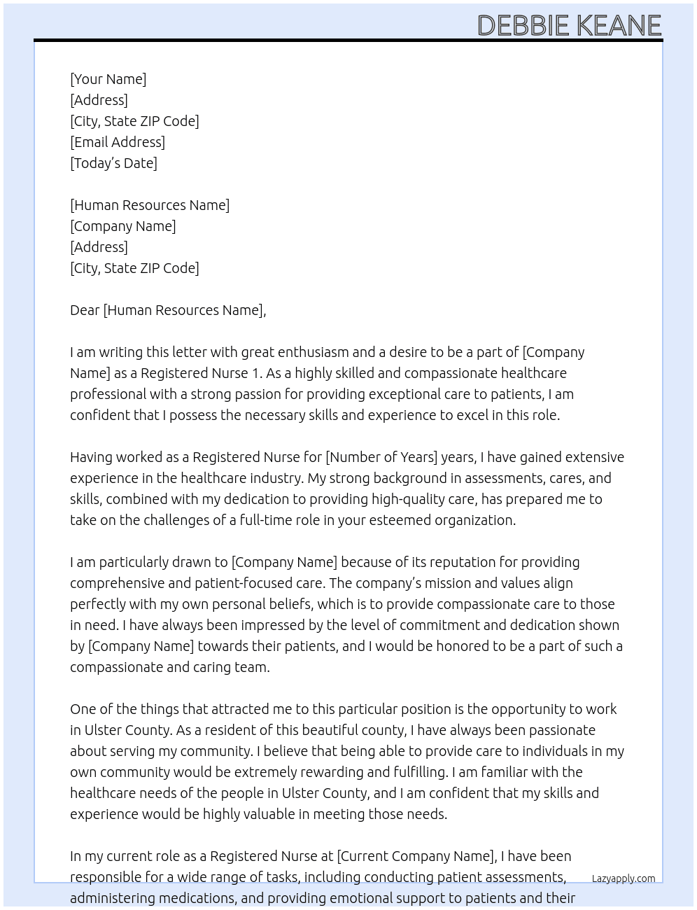 Registered Nurse 1 At Registered Nurse Cover Letter