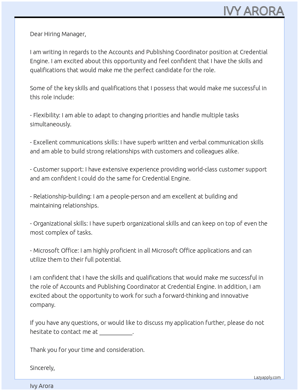 Accounts and Publishing Coordinator At Credential Engine Cover Letter