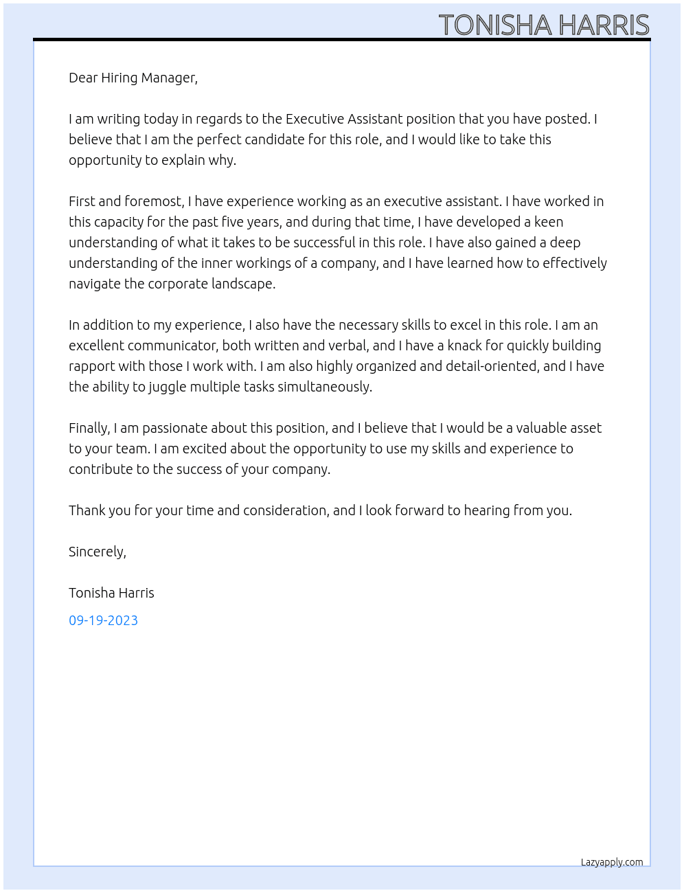 Executive assistant  At Sheila Childs Recruitment Cover Letter