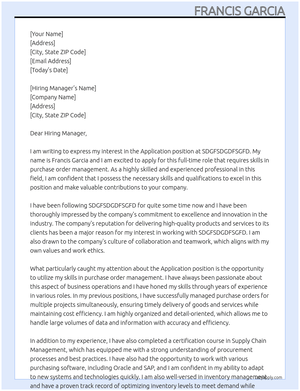 Application At SDGFSDGDFSGFD Cover Letter