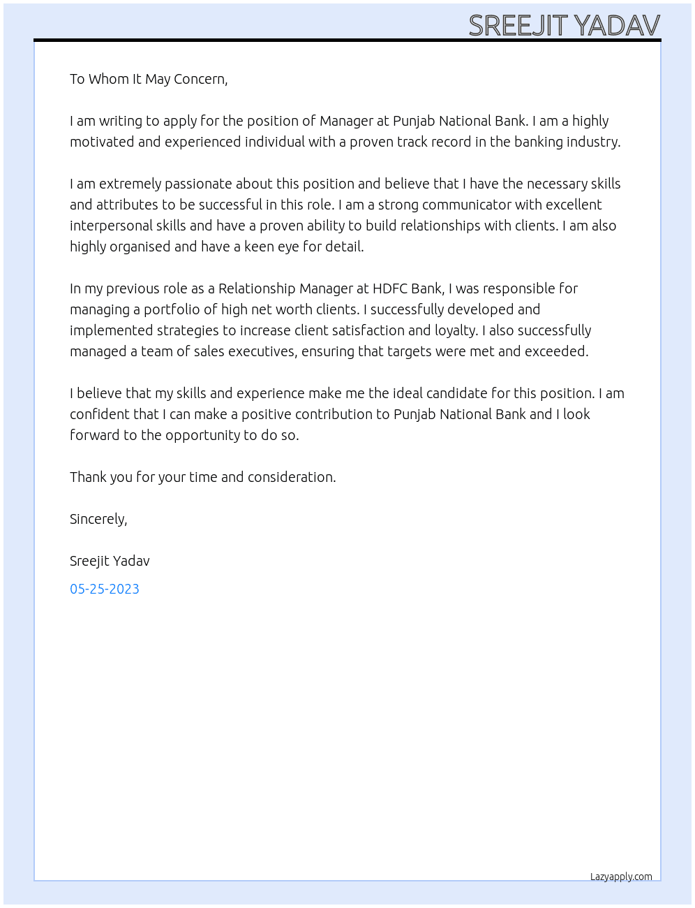 Change my jan dhan yojgna account in saving account  At Punjab national bank Cover Letter