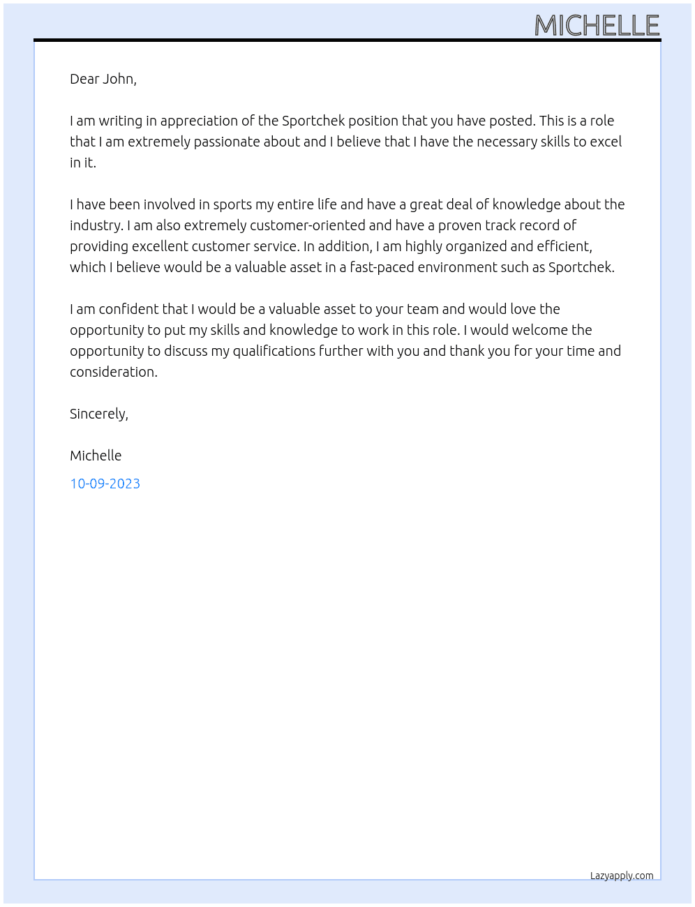 Sportchek At Sportchek Cover Letter