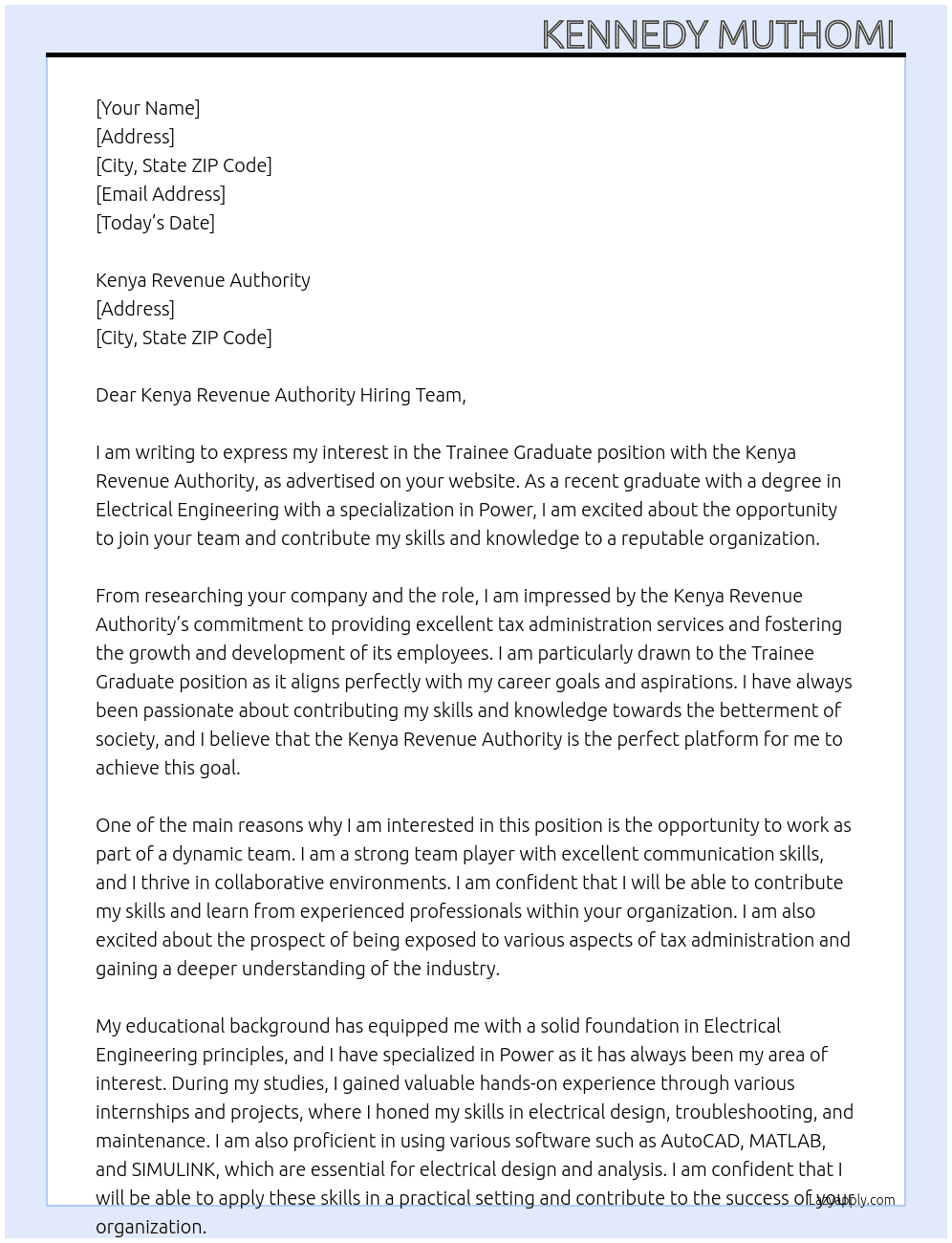 Trainee graduate  At Graduate trainee Cover Letter