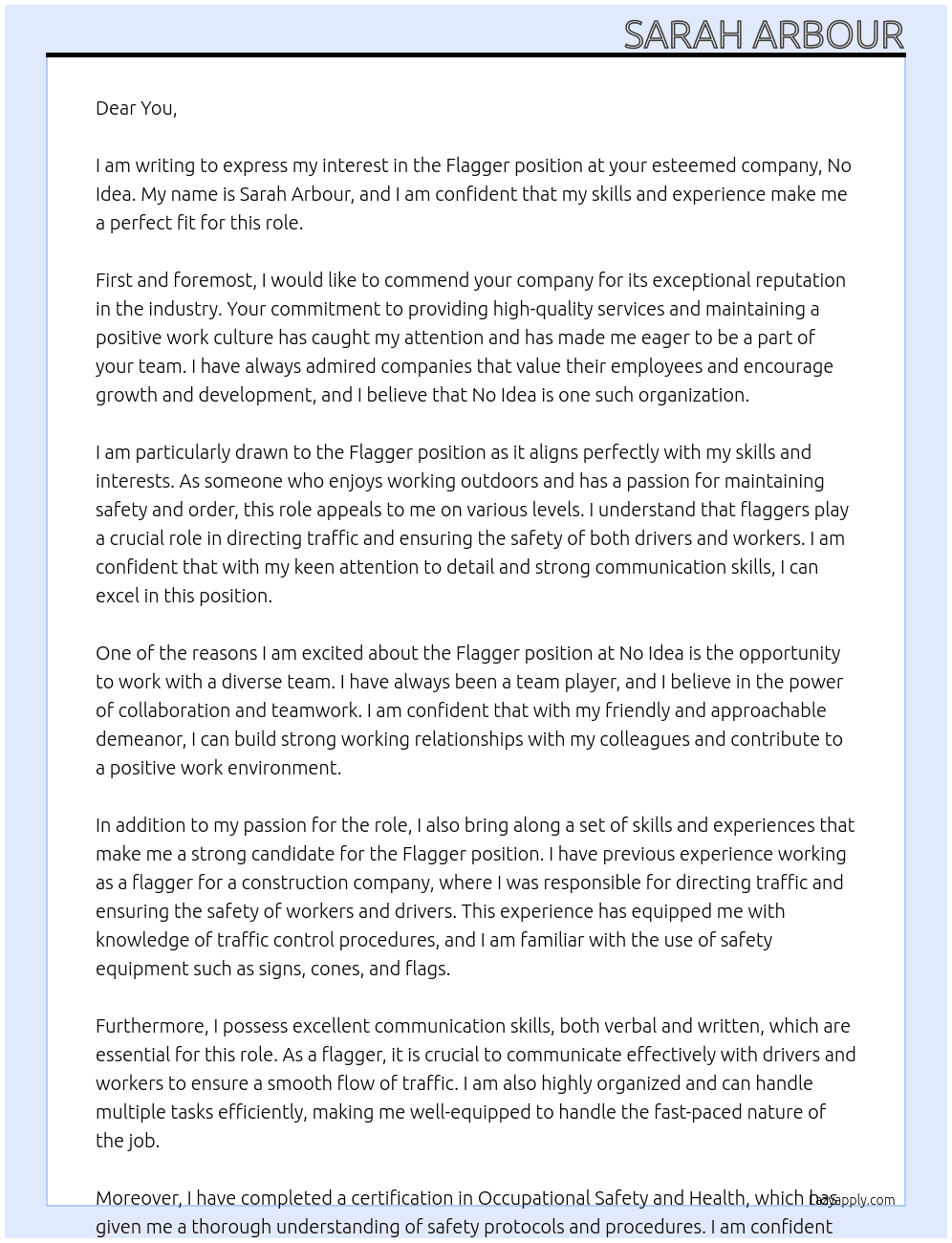 Cover letter for flagger - LazyApply