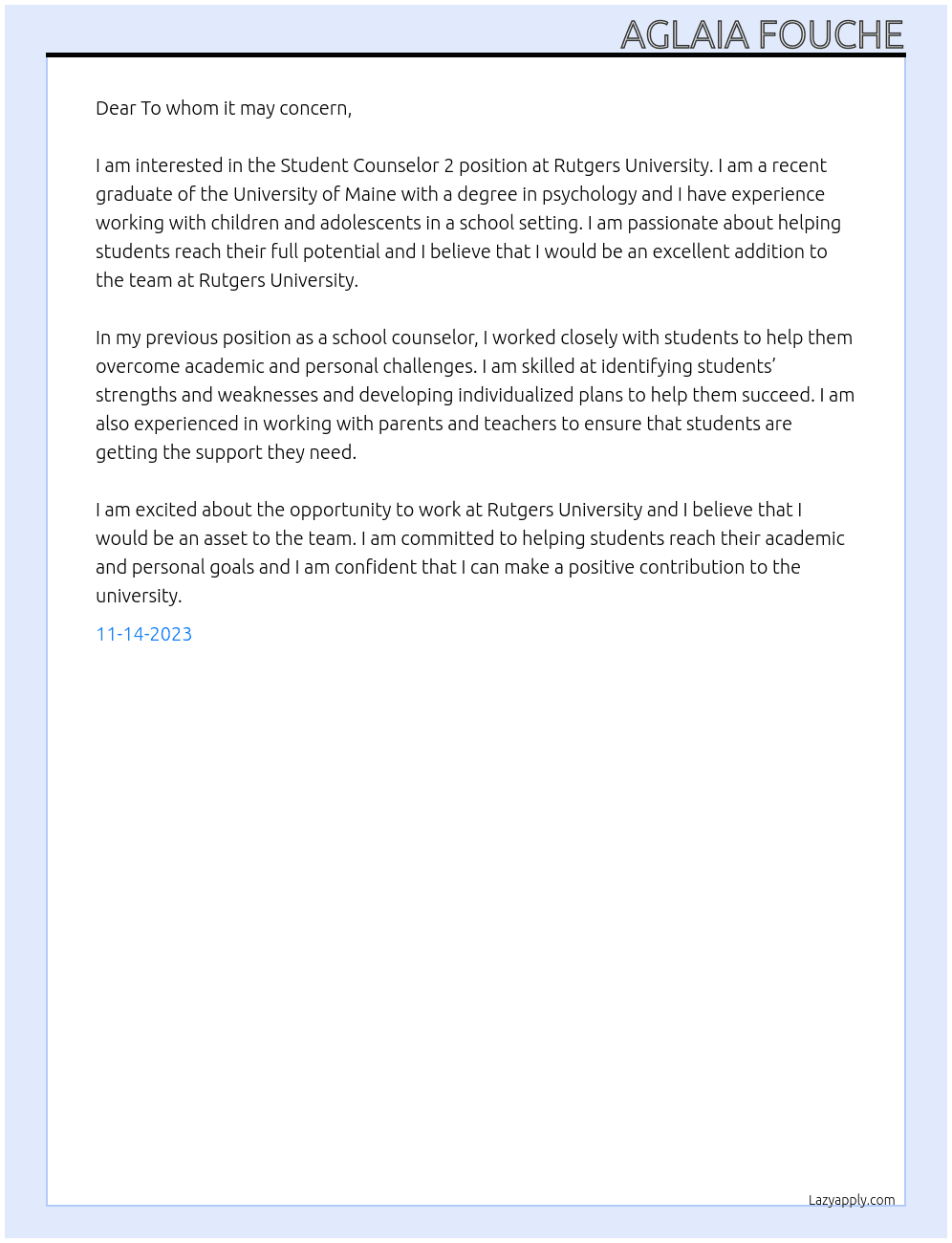 Student Counselor 2 At Rutgers Univeristy Cover Letter