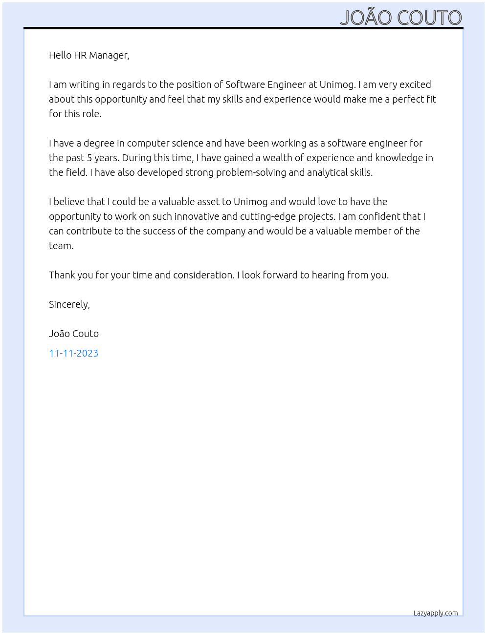 Software Engineer, Unimog At Cloudfare Cover Letter