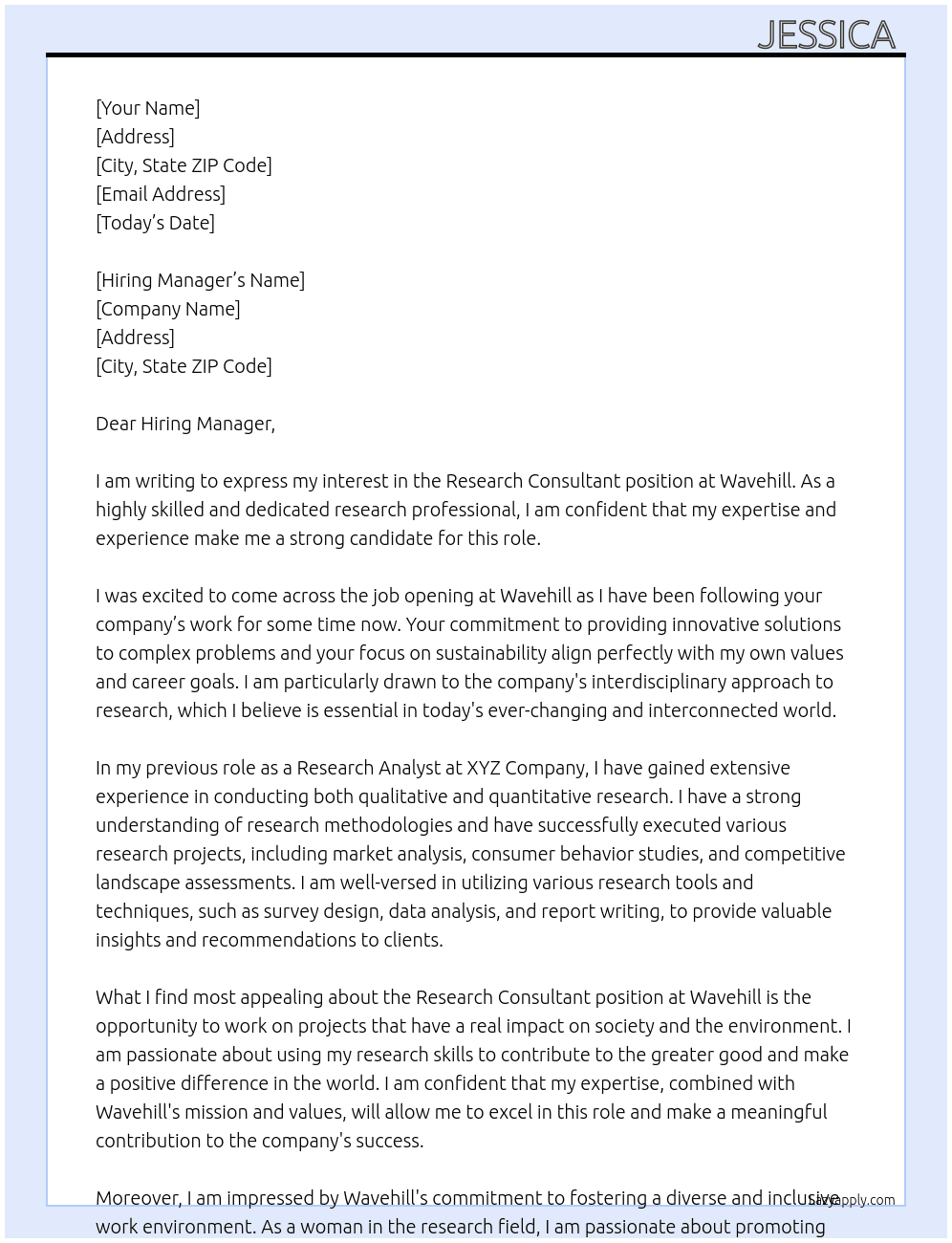 Research Consultant At Wavehill Cover Letter