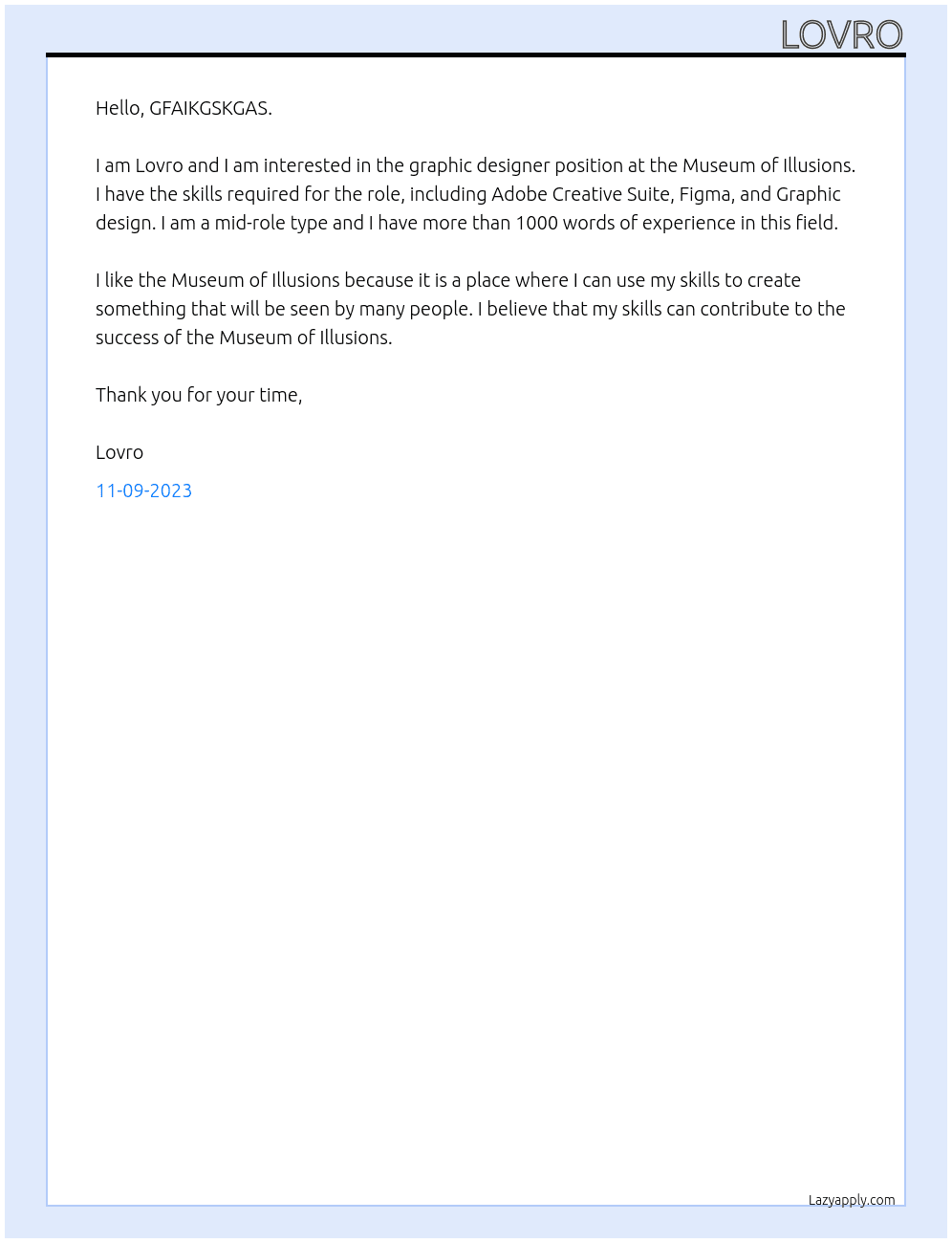 Graphic designer At Museum of Illusions Cover Letter