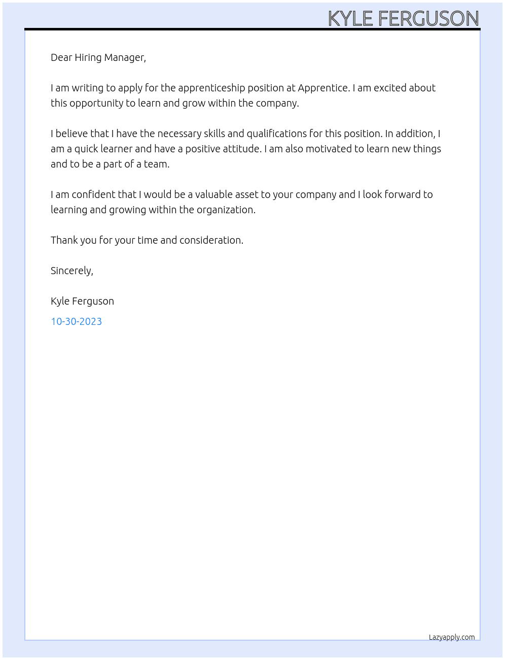 apprenticeship At Apprentice Cover Letter