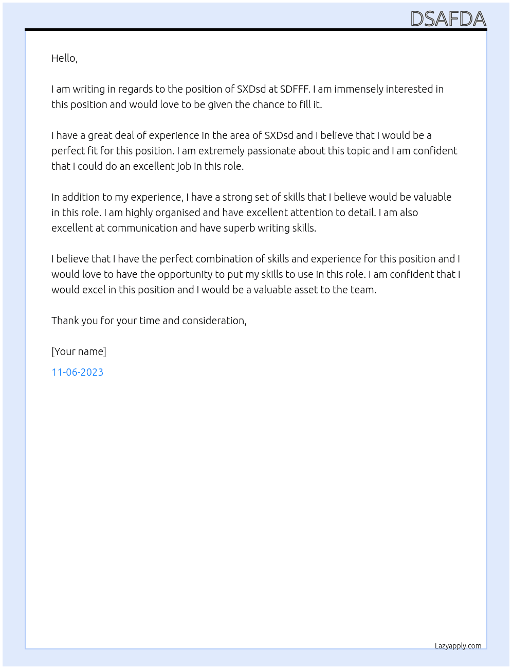 SXDsd At SDFFF Cover Letter