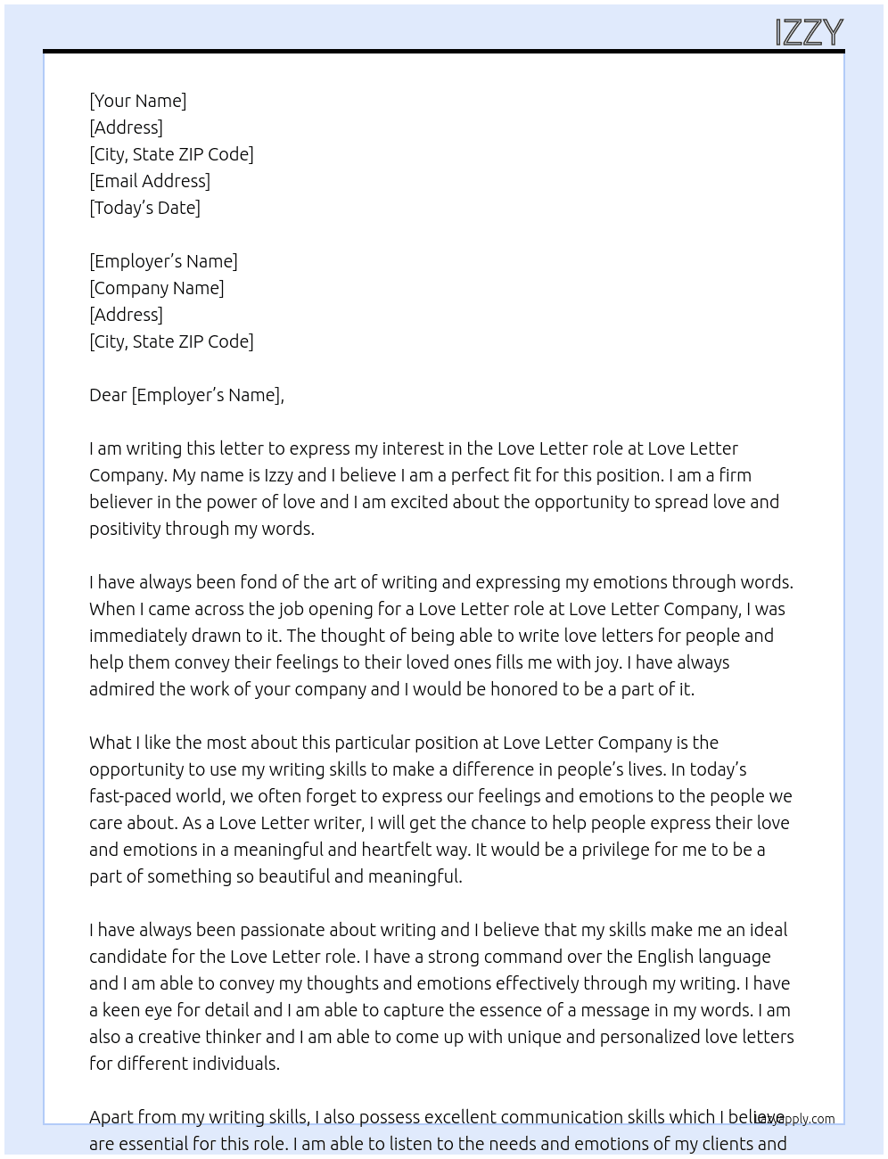 Love letter  At Love letrer Cover Letter